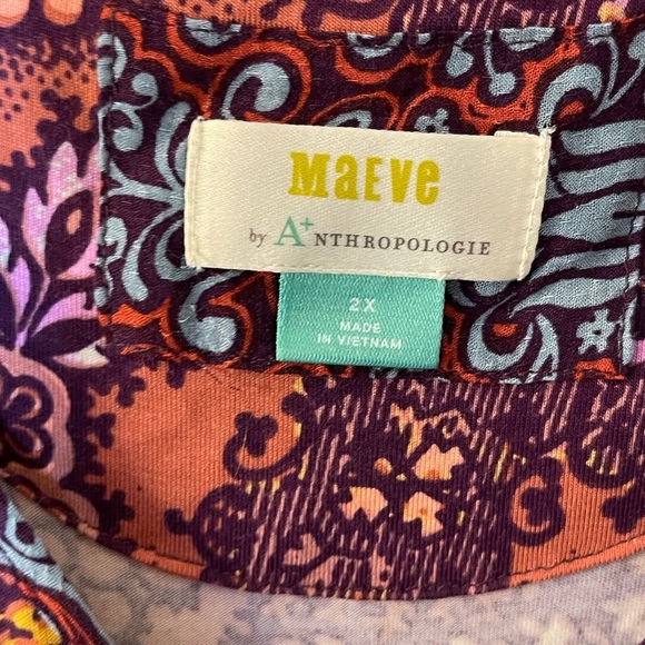 Anthropology Maeve Printed Top Sz 2X - Picture 5 of 6